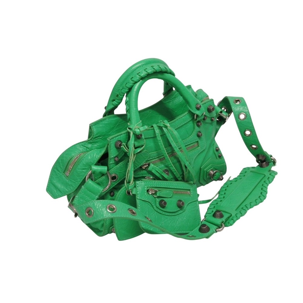 Balenciaga CAGOLE Leather NEO Handbag Green XS - Picture 3 of 9
